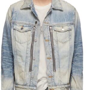 NWT Rockstar Original Distressed Denim Jacket SZ Large Streetwear Moto Style